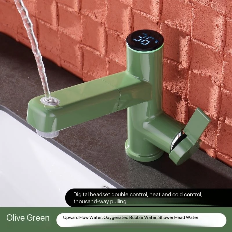 

Смеситель для раковины с выдвижным изливом и откидной лейкой для дома, отелей, кухонь, общественных туалетов, с дисплеем, для горячей и холодной воды, для умывальников и тумб под раковину