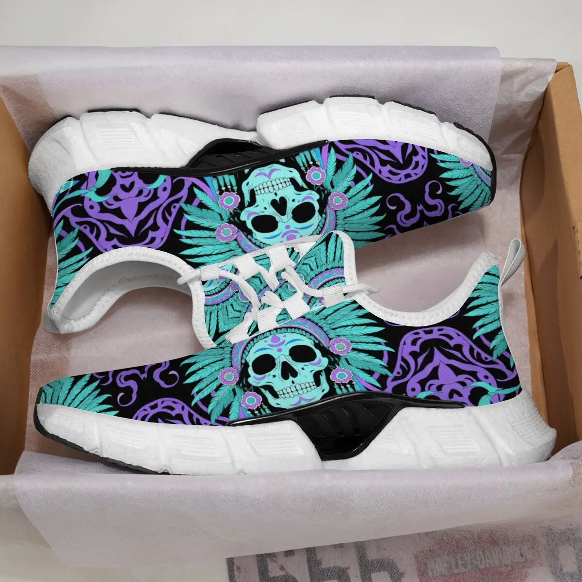 Fashion Skull Running Shoes for Men Women Edgy Elegance Sneakers Gothic Light Weight Mesh EVA Walking Tennis Sports Shoes