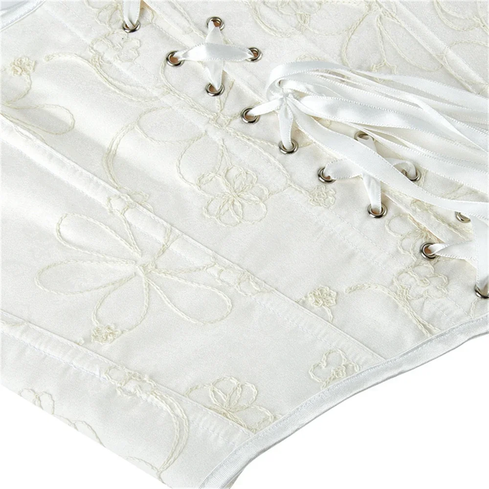 خمر الأبيض الجاكار مشد سترة المرأة الفيكتوري حزام الكتف overالصدر المشدات المحاصيل الأعلى القوطية Korsett الملابس الداخلية محدد شكل الجسم