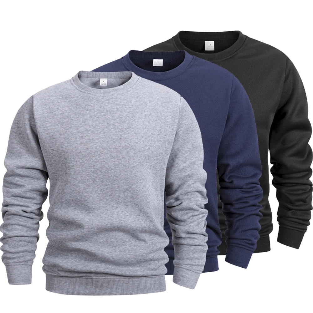 

Новые мужские толстовки с круглым вырезом, однотонный теплый пуловер, мужские повседневные свободные большие уличные спортивные топы