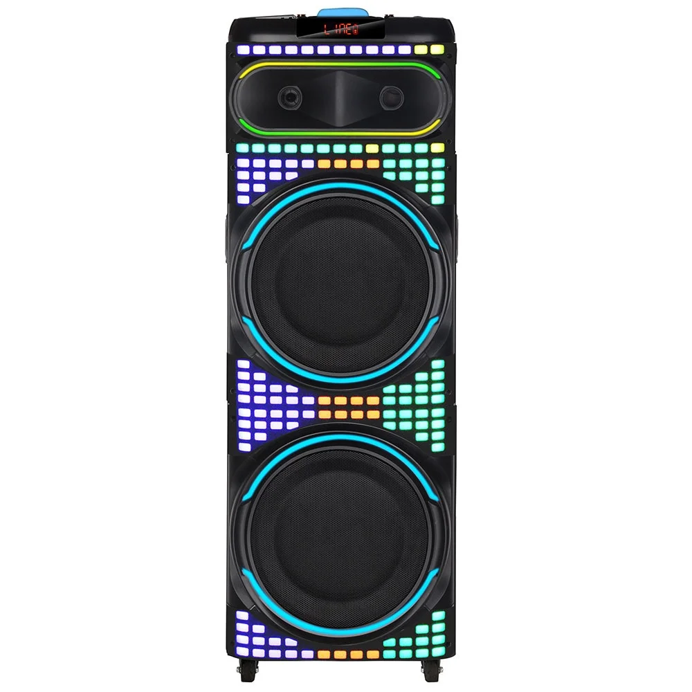 12-Inch Dual For Bluetooth Speakers RGB Color Lights Wireless Microphone Portable Square Dance Card Slot Speaker RGB