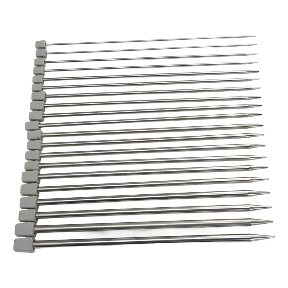 22 Pcs 25cm Length Knitting Needles Set 2mm-8mm Sizes 11 Pair Sizes Straight Single Pointed Needles Glossy Finish