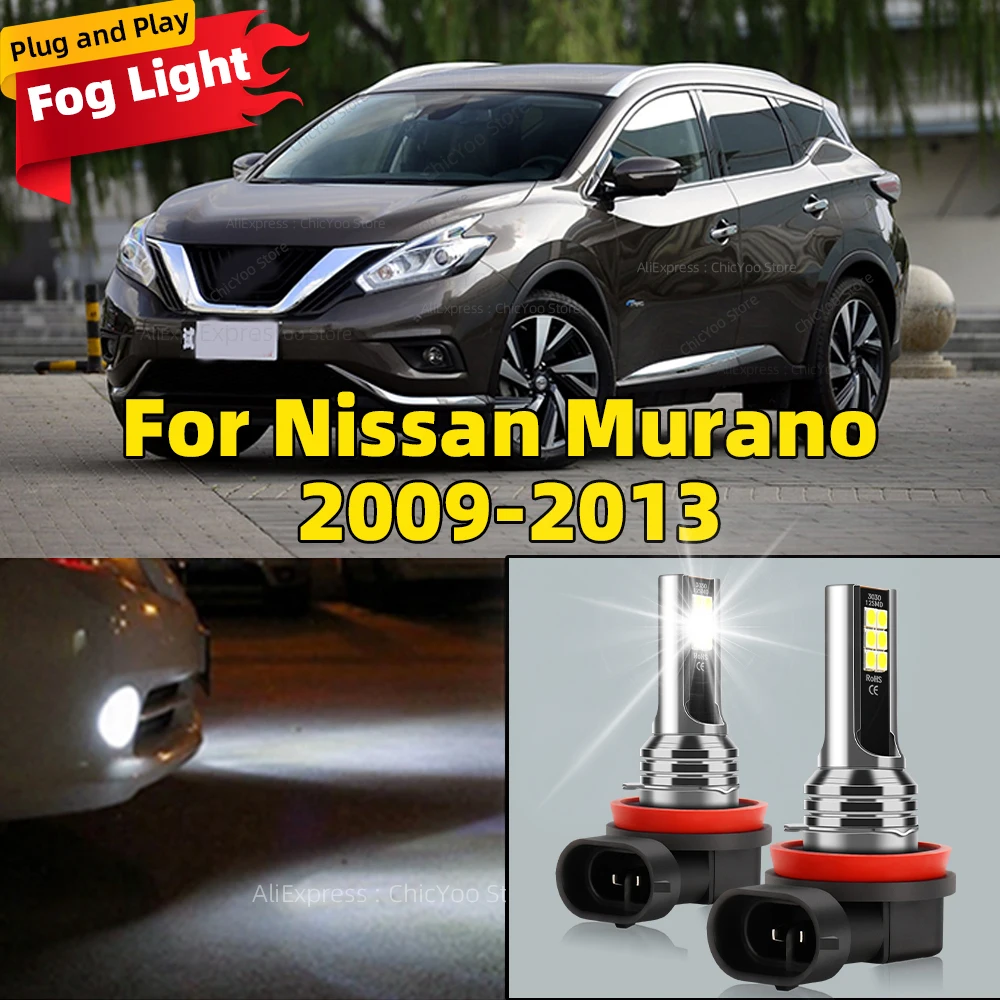 

2Pcs 6000K LED Lamp Car Front Fog Light H8 H9 H11 Accessories For Nissan Murano 2009 2010 2011 2012 2013 Plug and Play