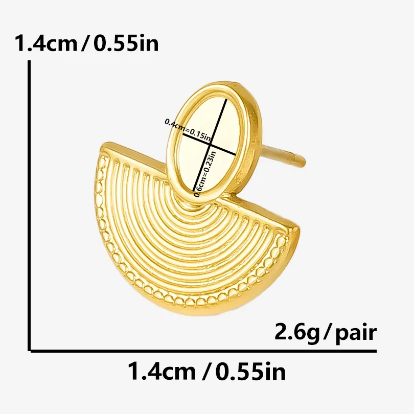 2/4Pcs Irregular Geometry Sector Earring Oval Gloss Everyday Joker Earrings Semicircular Design Sense Enamel Jewelry No Fading