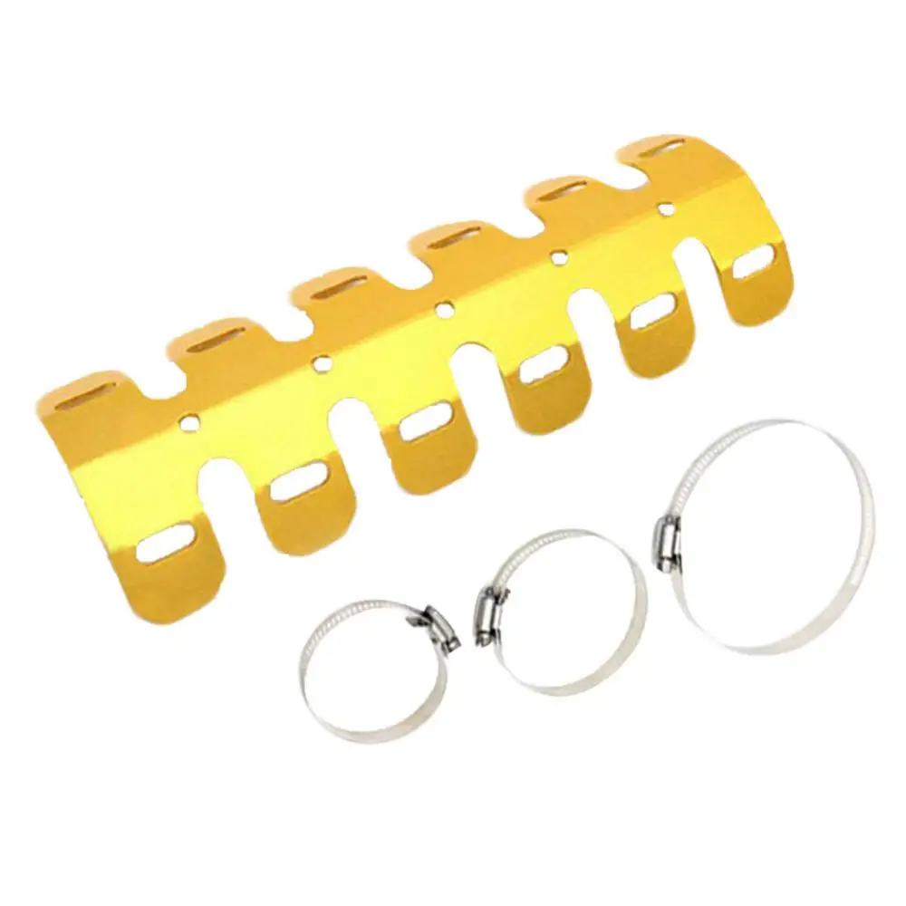 Motorcycle Exhaust Muffler Pipe Protector Metal Heat Shield Cover with 3 Clamp