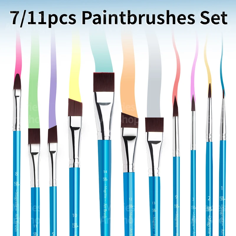 7/11pcs Artist Paint Brush Set,Craft Paint Brushes for Acrylic,Oil,Watercolor,Gouache,Tempera,Fabric,Leather,Model for Artists