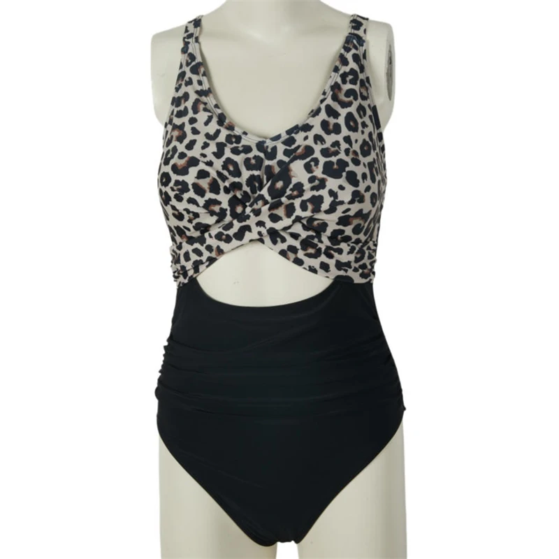 

Женский слитный купальник с леопардовым принтом, утягивающий, с вырезами спереди, пуш-ап, моделирующий фигуру, 2026