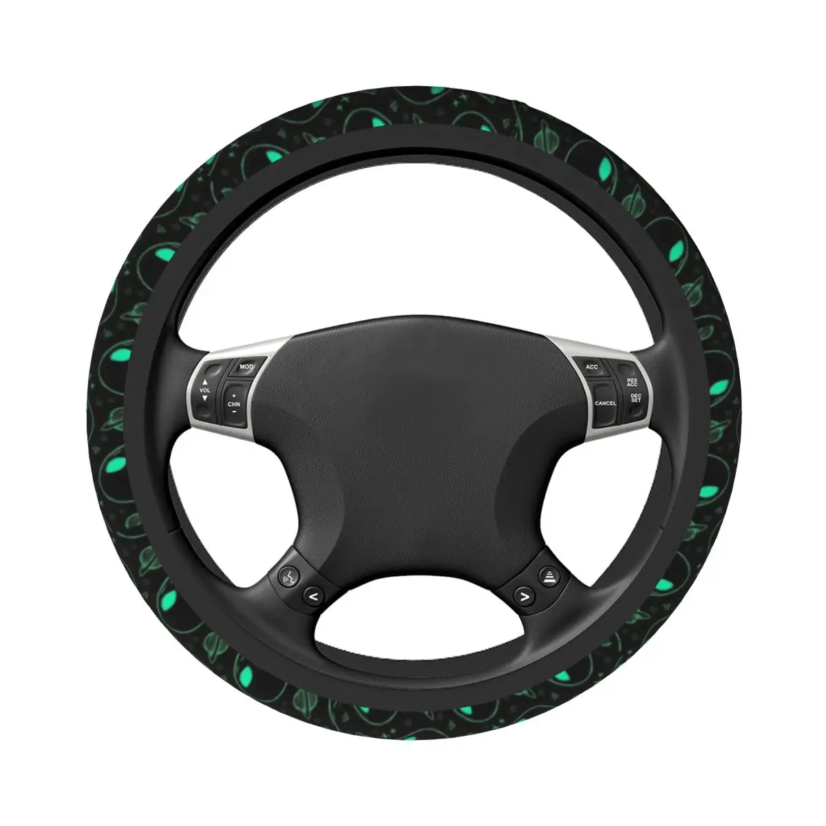 Green Aliens Car Steering Wheel Cover 37-38 Universal Steering Wheel Protective Cover Colorful Car-styling Car Accessories