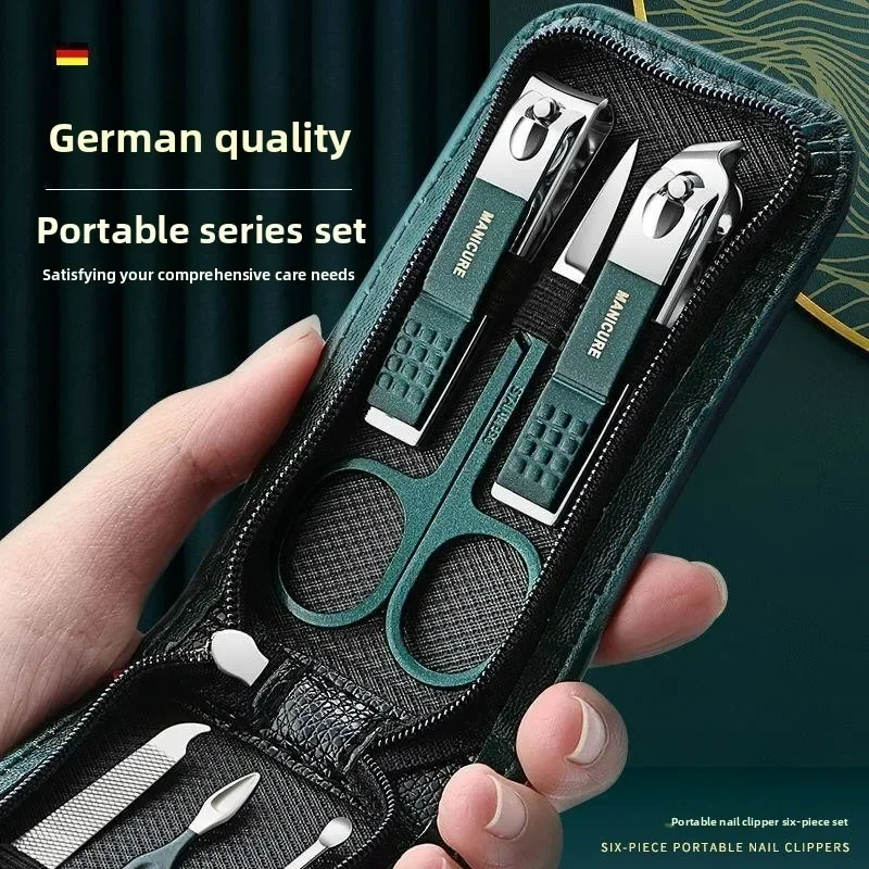 6pcs Personal Care Tools Eyebrow Scissors Portable Luxury Manicure Sets Pedicure Kits Bright Black Nail Clipper Set