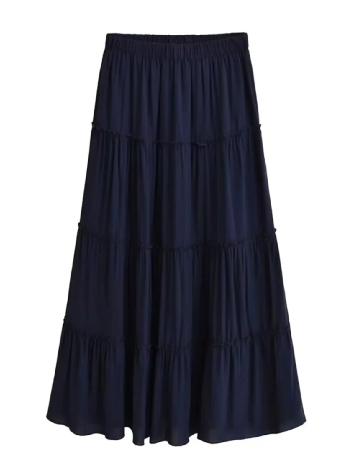 

Балетная юбка-трапеция с высокой талией и складками и кружевной отделкой. Универсальная длинная повседневная юбка-торт. Уличная юбка средней длины.