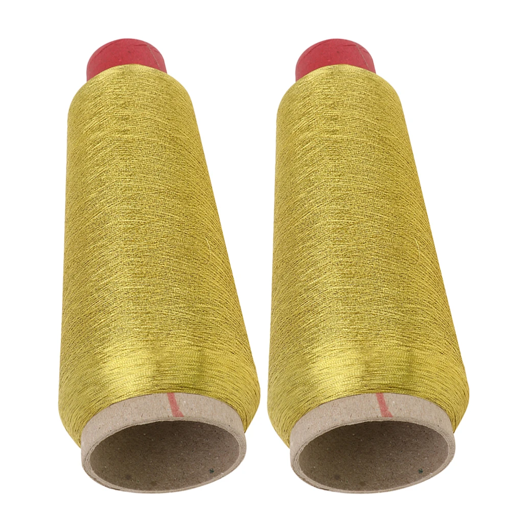 

2 Rolls Gold Metallic Sewing Machine Thread Storage Polyester Cord Spool Craft Reflective Glitter Floss Storage Box Box