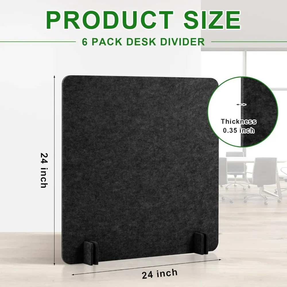 6 Pack Acoustic Desks Divider Desk Partition 24 x 24