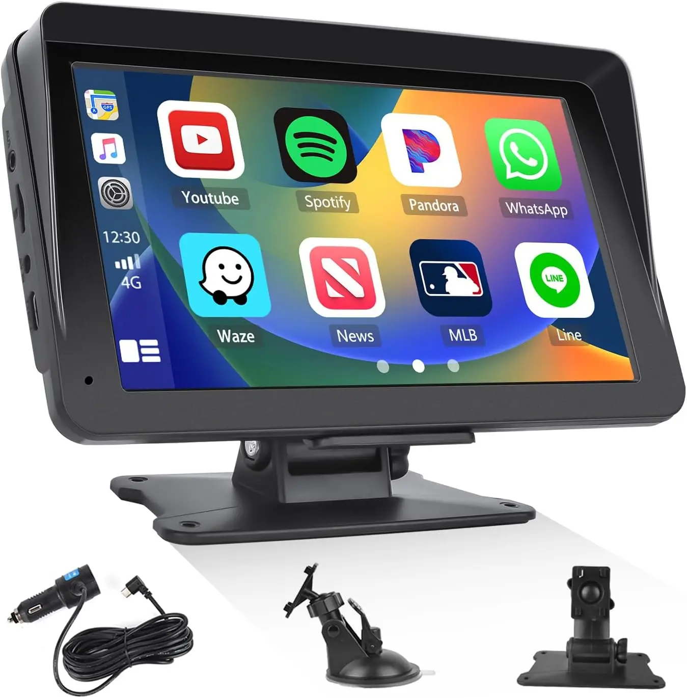

7-Inch Portable Wireless Car Stereo, HD CarPlay Touch Screen MP5 Player with Android Car Mirror Link, FM, TF & USB
