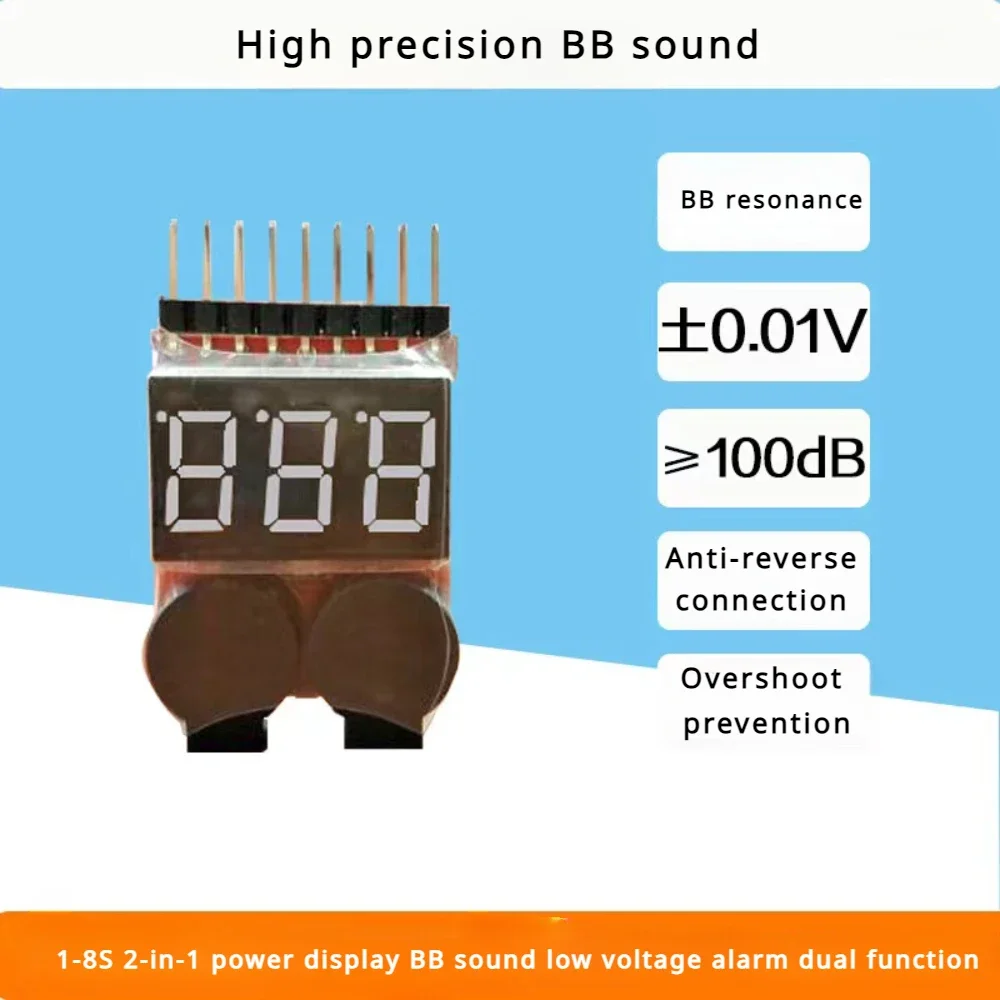 

Monitor Buzzer Alarm 1-8s 3.7V-22.2V Lipo Battery Voltage Tester Volt Meter for Rc Lipo Battery Models LED Low Indicator Checker