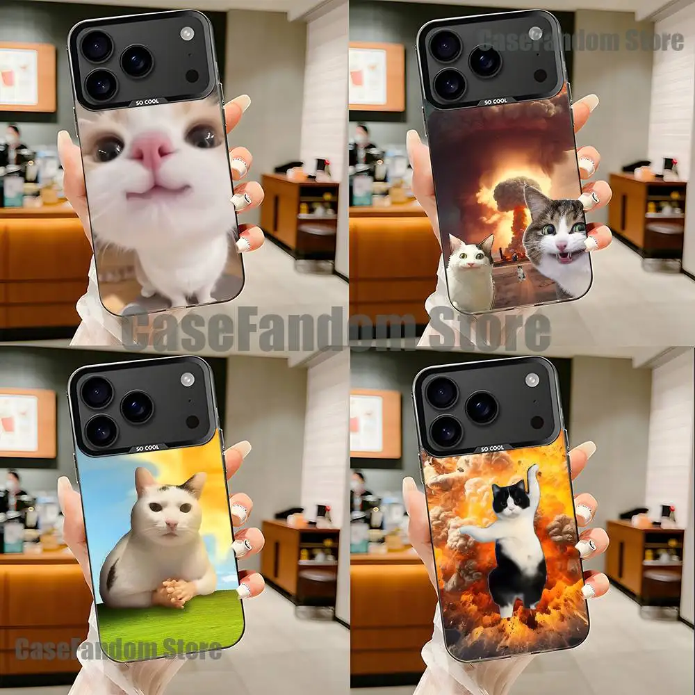 

Funny Cat Meme For iPhone 17,16,15,14,13,12,11,Pro,MAX,Plus Black Shockproof Candy Matte Cover