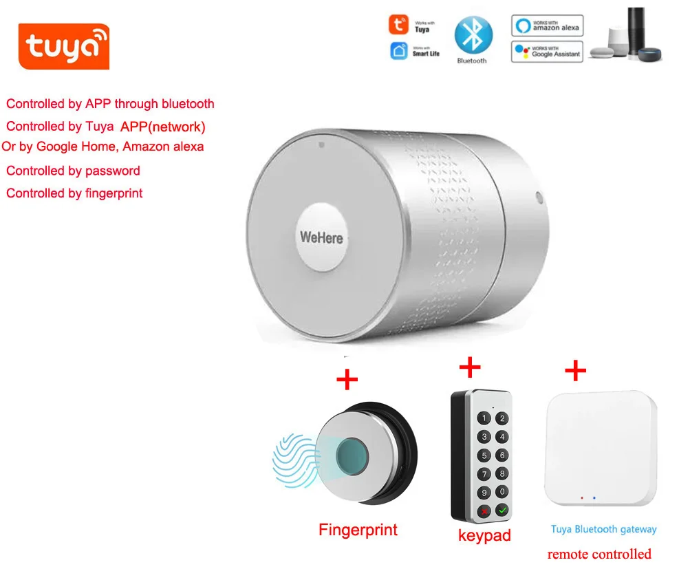 New Arrival M532 TUYA APP Nuki style Not Cut Lock cylinder Alexa or Google Home Fingerprint Smart Door Lock