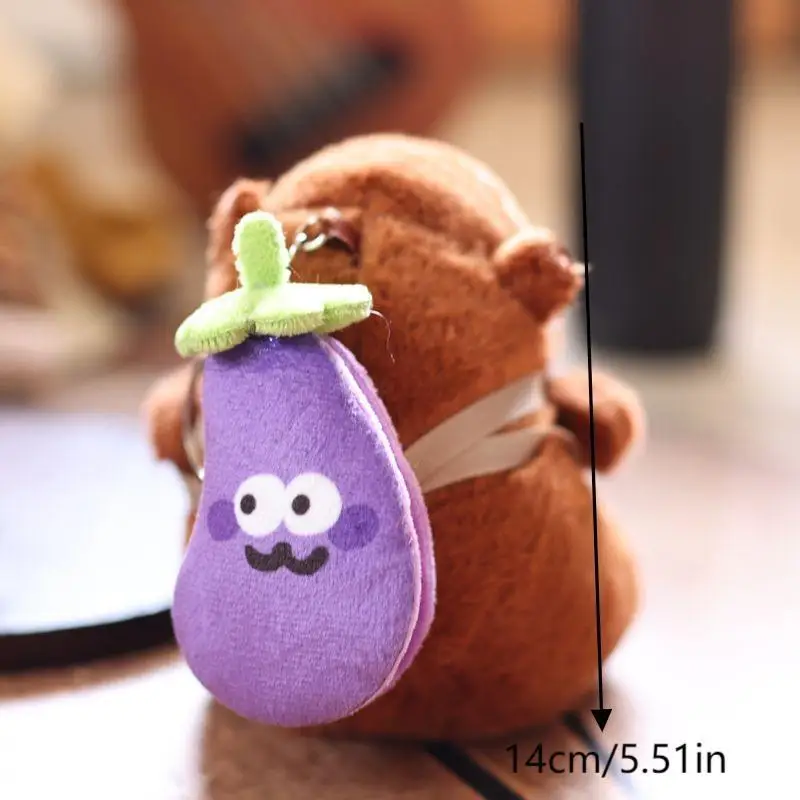 Porte-clés en peluche Capybara inspiré des fruits, poupée Animal en peluche, sac à dos, pendentif, accessoire de sac, cadeaux