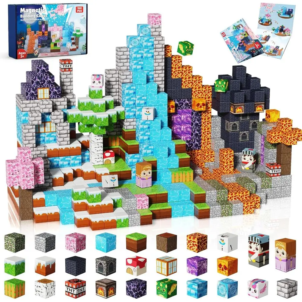 

Magnetic Building Blocks Set - 150 Pieces Dark Forest Glacier Castle, STEM Educational Toys for Kids Ages 3+, Ideal Easter Gift