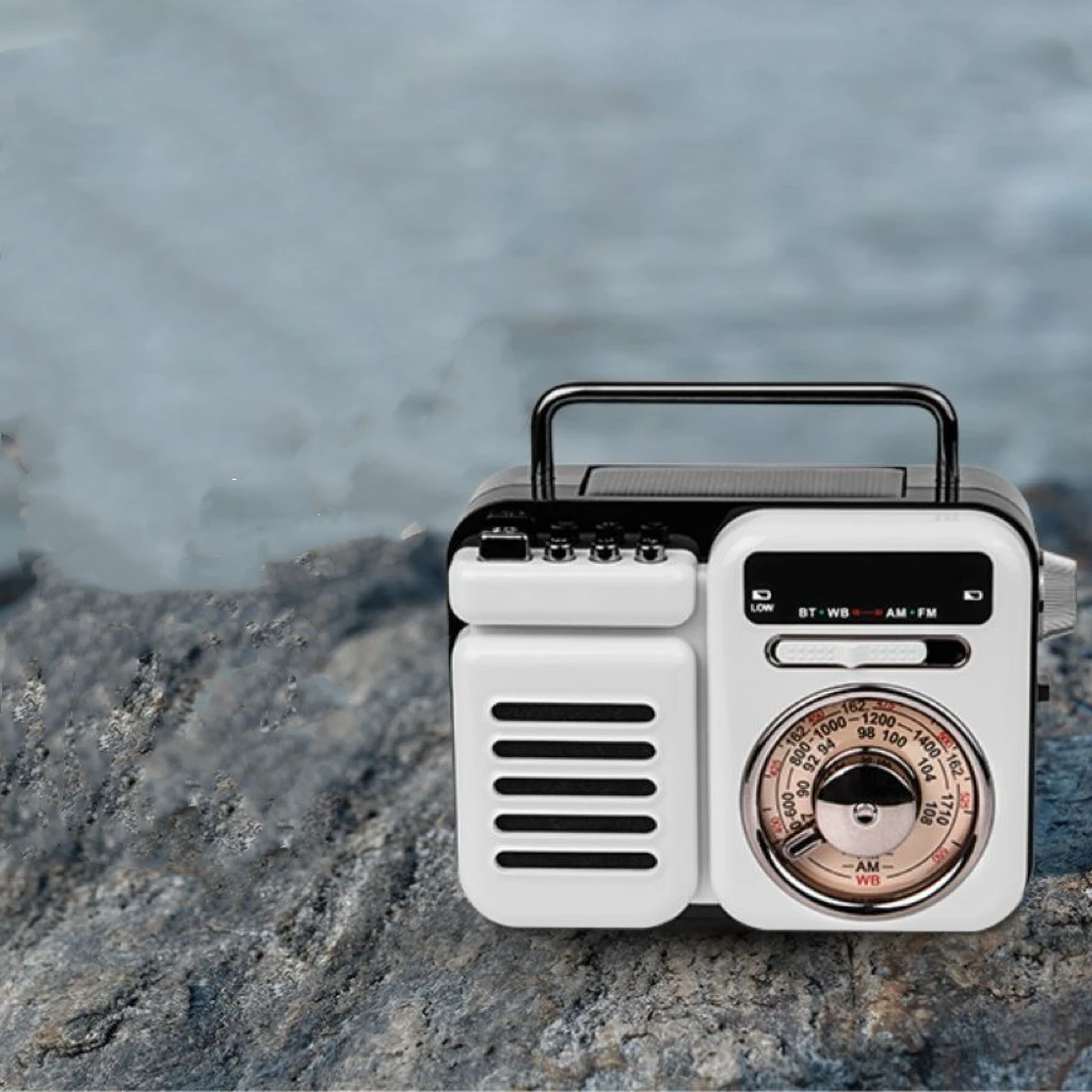 Radio Vintage de alto volumen para exteriores, altavoz portátil con carga solar, multifuncional, inalámbrico, Bluetooth