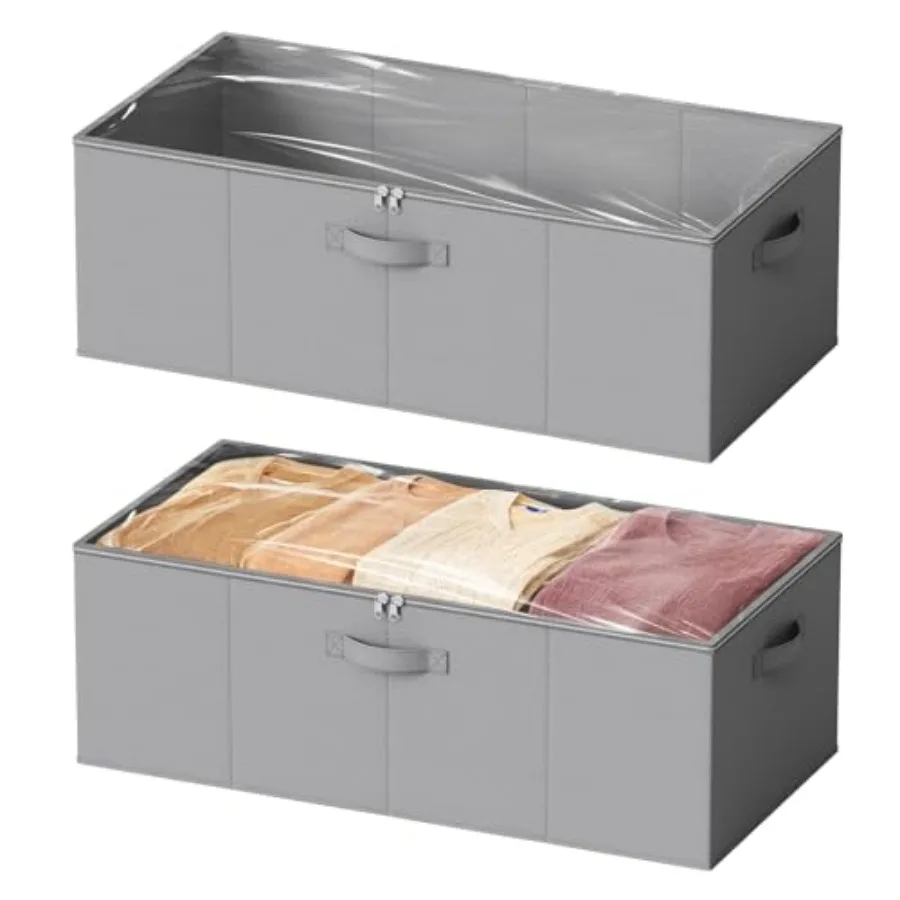 

Набор из 2 контейнеров для хранения под кроватью, 25 см высотой, большие органайзеры для хранения под кроватью с крышками для спальни, общежития, гардероба или шкафа