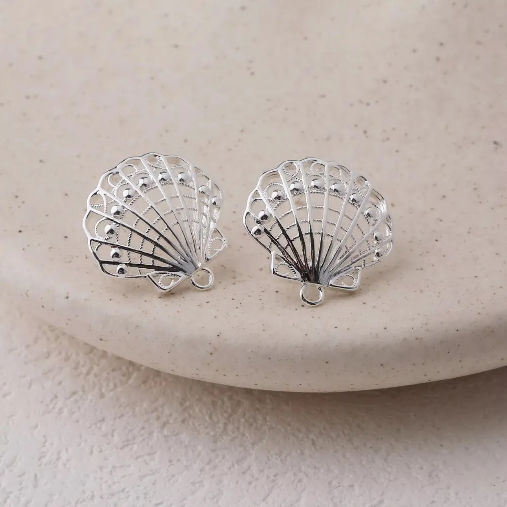 2 قطعة قذيفة داينتي التقوقع الأذن ترصيع لصنع المجوهرات أقراط مكونات DIY بها بنفسك النحاس 14 كيلو مطلية بالذهب اكسسوارات 18*18 مللي متر