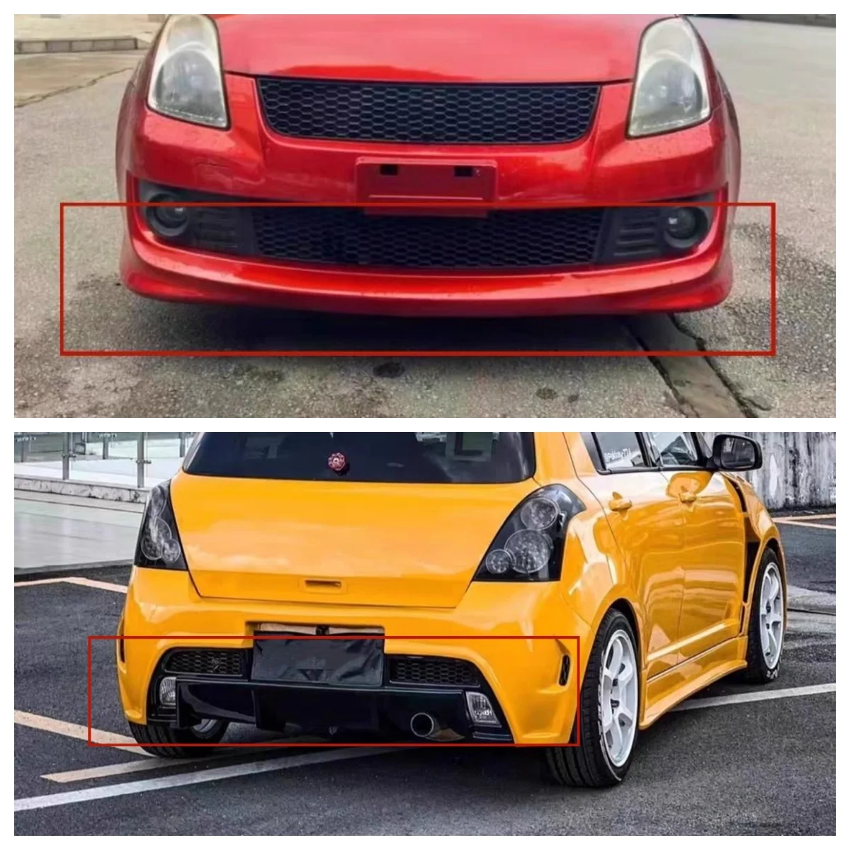 Bodykit für Suzuki Swift modifizierte Auto-Frontstoßstange, hintere Stoßstange, Heckflügellippe, Autozubehör
