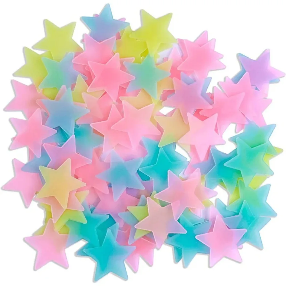 100 Colorful Glow in The Dark Luminous Stars Fluorescent Noctilucent Plastic Wall Stickers Murals Decals for Home