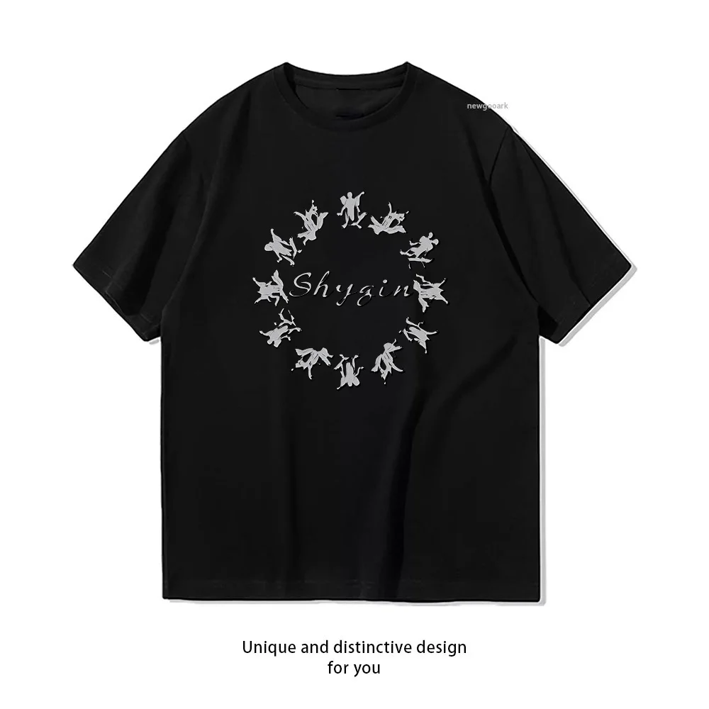 Shygin Angel Dance T-Shirt Design  Casual Cotton Short Sleeve Tee for Men Women