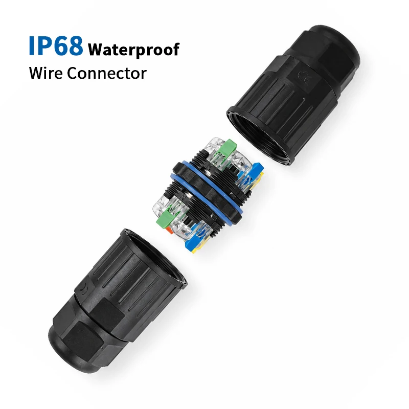 IP68 Waterproof Electrical Cable Connectors 2/3 Pin Inline T Type Lever/Screw Terminal for Outdoor Garden Lighting Cable Splice