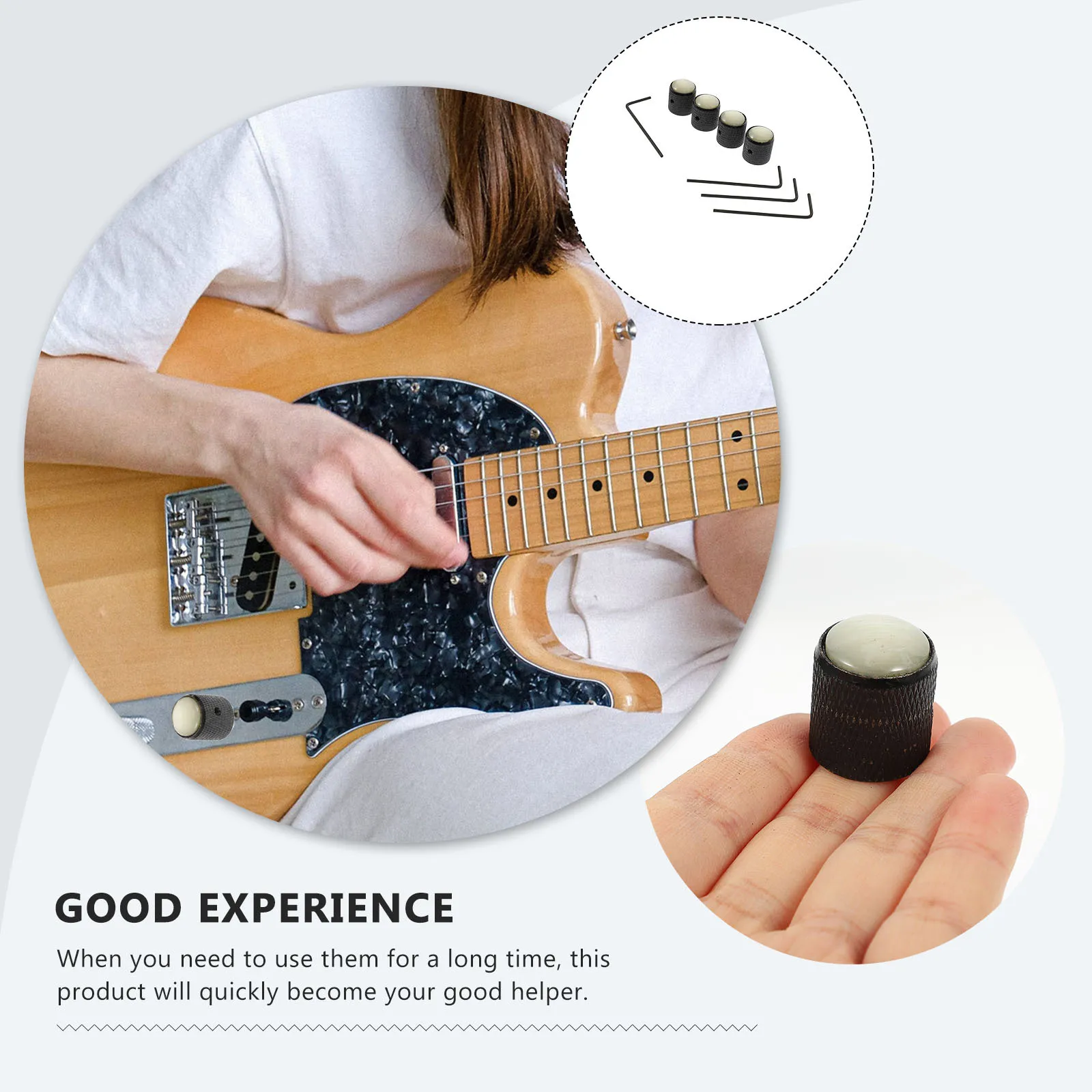 

4 Sets Electric Guitar Accessories Bass Volume Knobs Rotary Tone Dome Control Metal