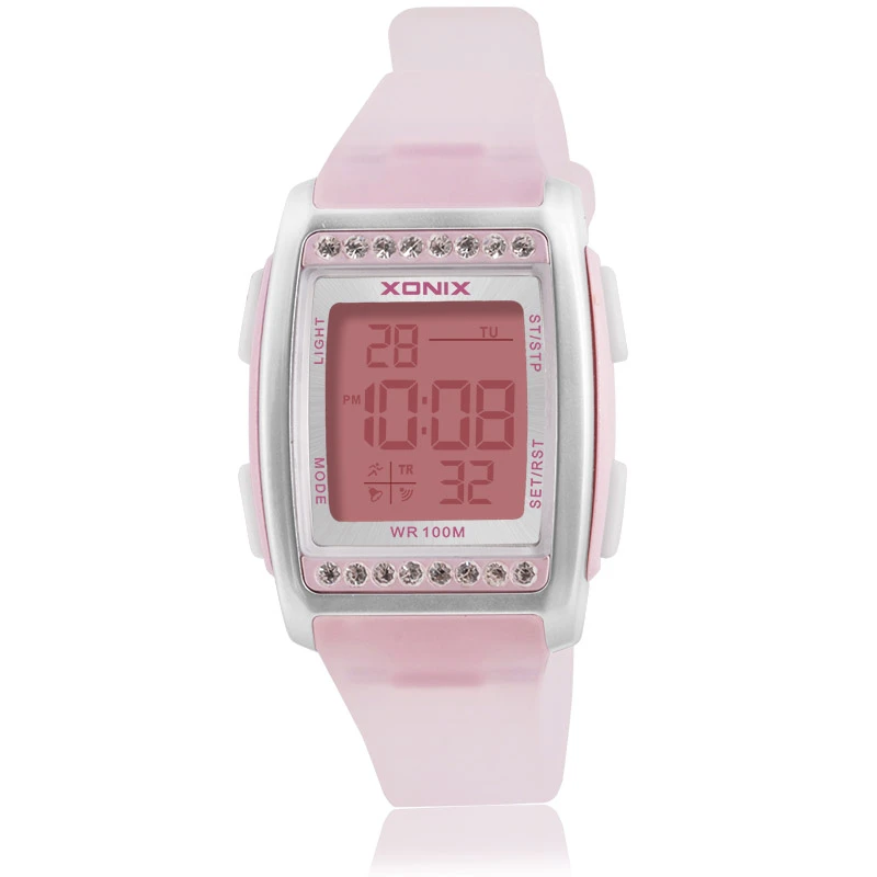 XONIX New Fashion Digital Wristwatches Casual Women Reloje Mujer Montre Femme Swimming Diving Stopwatch Waterproof 100m FX