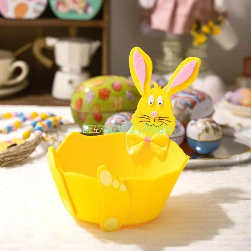 G32A Creative Easter Display Basket With Lovely Rabbit Print For Festival Parties