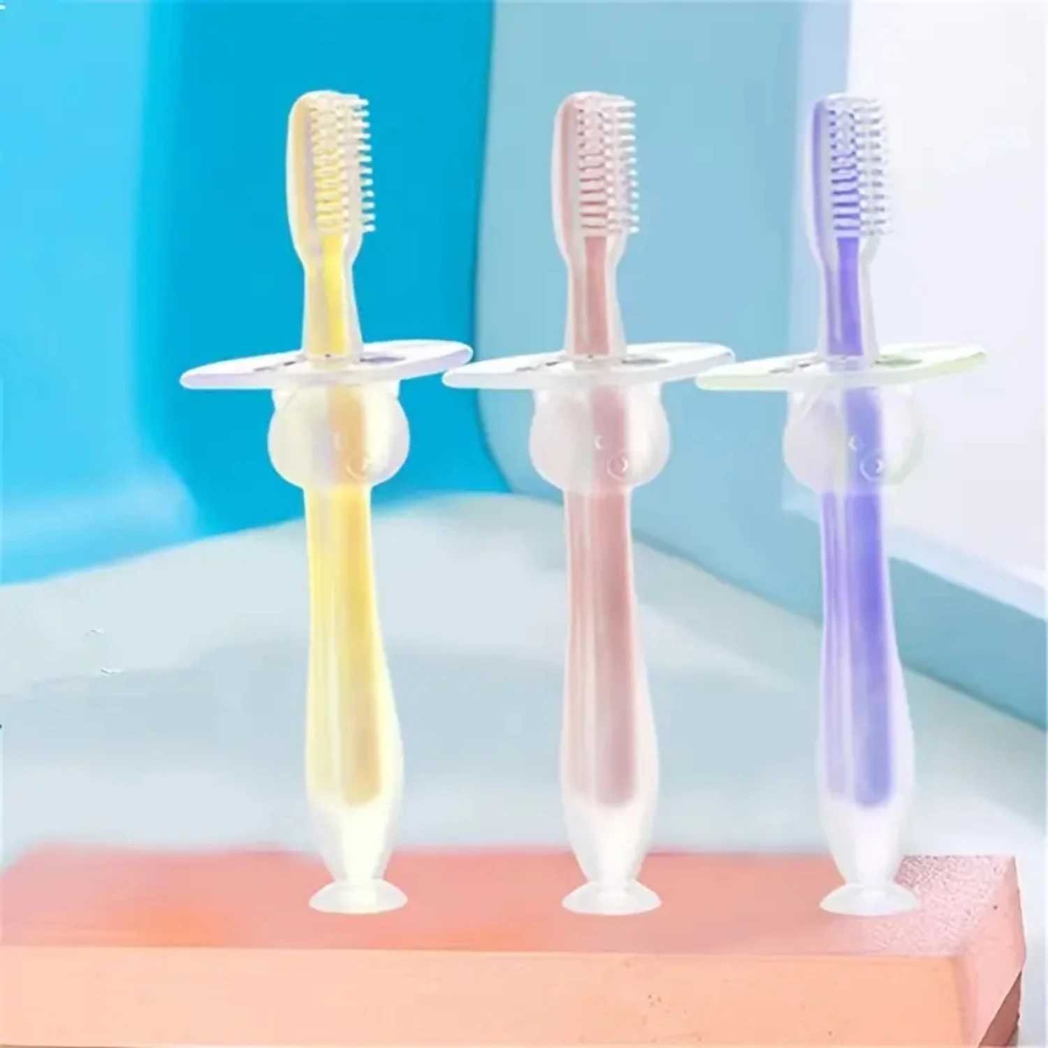 Baby Silicone Toothbrush Suction Plate Brush Non-interference Baby Toothbrush For Baby And Child