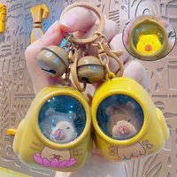 Creative Luminous Keychain Cute Cartoon Space Capsule Capybara Keyring Schoolbag Pendant Trinket Friend Children Gift 2025