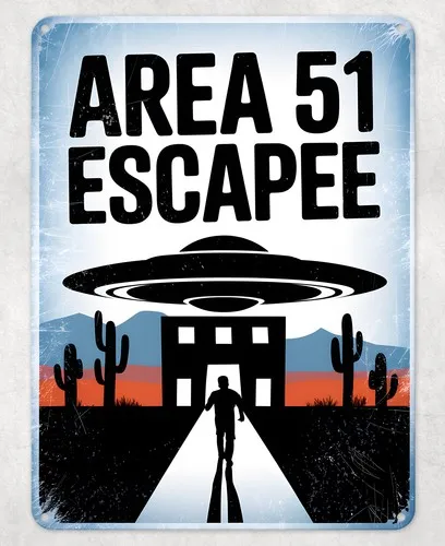 Area 51 Escapee Funny Alien Metal Poster Wall Tin Sign Man Cave Shed Home Plaque --Tin Sign
