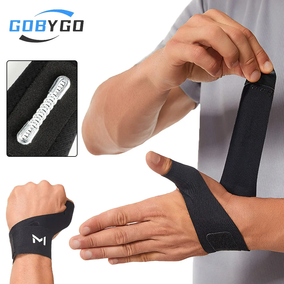

GOBYGO 1 шт., сухожильный чехол для большого пальца, защита для запястья, встроенная поддерживающая полоса для большого пальца, впитывающая пот, фитнес, запястье, волейбол, бадминтон, бег