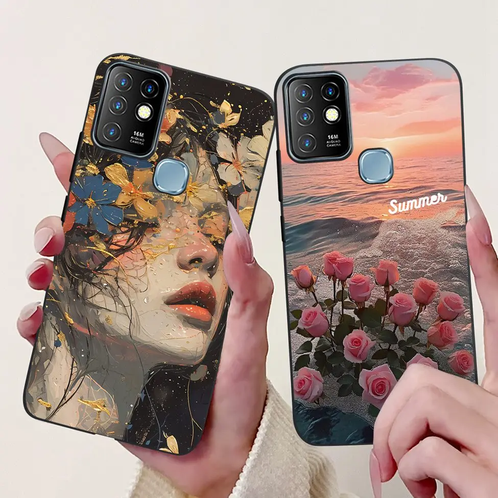 For Infinix Hot 10 Case Silicone Cute Cat Fashion Flowers Luxury Painted Back Cover For Inifnix Hot 10 Phone Case X682B X682C - view 4