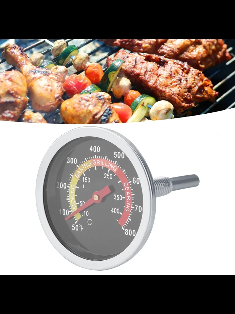 50~800 ° Thermomètre de Barbecue en acier inoxydable F, Surface en verre trempé, longue durée de vie pour Camping en plein air, outils essentiels pour Barbecue