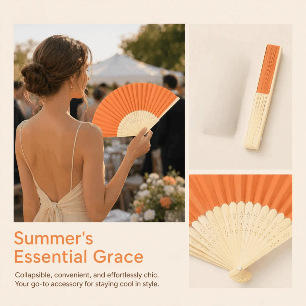 5PCS Paper Foldable Handheld Paper Fan 8.3in colorful Customizable Blank Folding Fan Collapsible Compact Structure