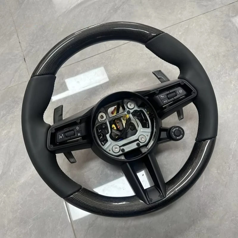 Carbon Fiber Black Leather Steering Wheel for Macan Taycan Boxster Cayman 996 997 911.2 958 718 911 918