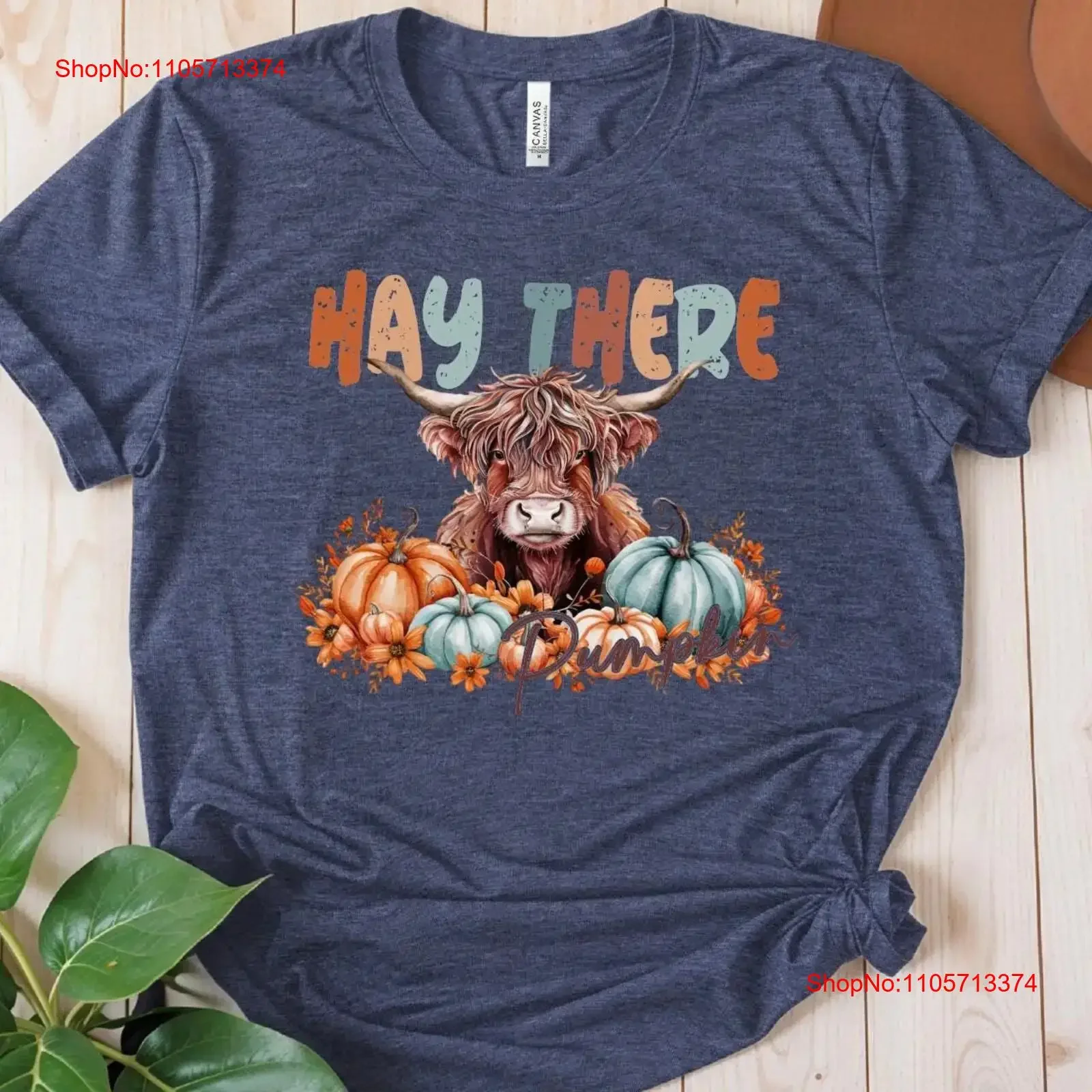 Hay There Pumpkin SweaT T Shirt Cute Fall Highland Cow Heifer Thanksgiving Farm Girl vintage Washed designer clothes Versatile