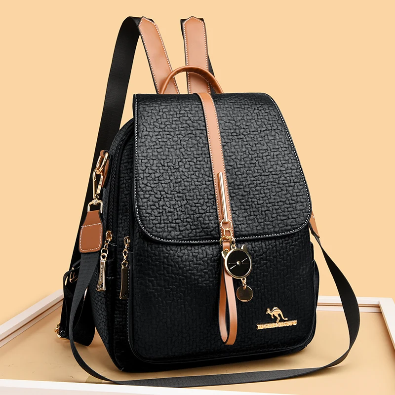 Large Capacity High Quality Leather Lady Backpack Leisure Travel Backpack Girls New Fashion Design School Bag Brand Shoulder Bag