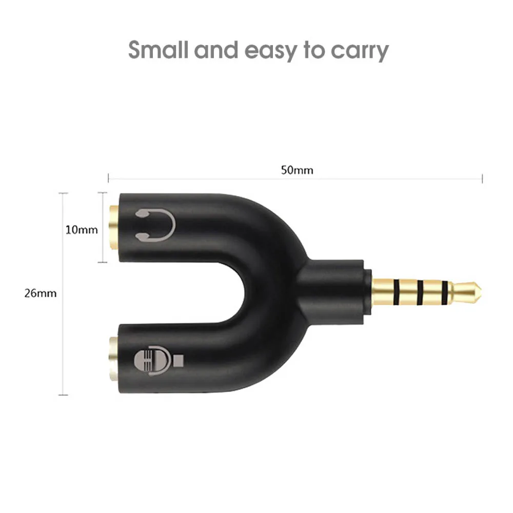 3.5mm Mini U Shape Two-way Headphones Splitter Double Audio Jack Headset Splitter Connector Adapter Keyring Phone Accessory