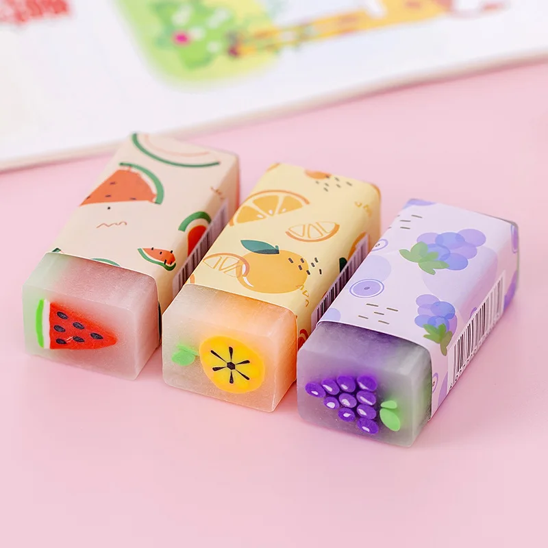 12pcs/set Cute Pencil Eraser Animal Dinosaur Ball Funny Fruit Eraser Desk Pet Eraser School Supplies Prizes Gifts Party Gifts
