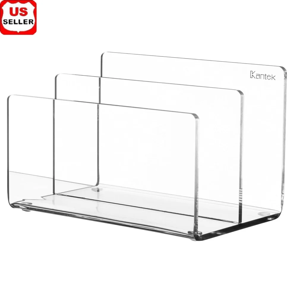 

Acrylic Mini File Sorter 2 Section Organizer Desktop Storage Clear Durable Non-Skid Feet Papers Handouts Office Use