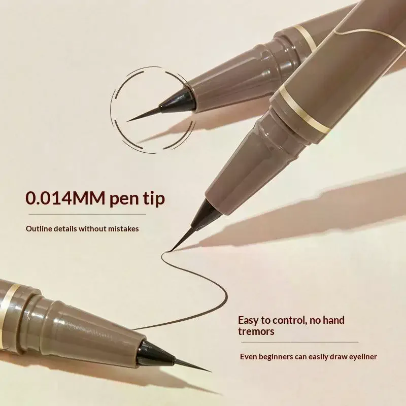 Liquid Eyeliner 0.01mm Super Slim Waterproof Silkworm Eyeliner Quick-drying Sweatproof Long Lasting No Smudging Eye Makeup