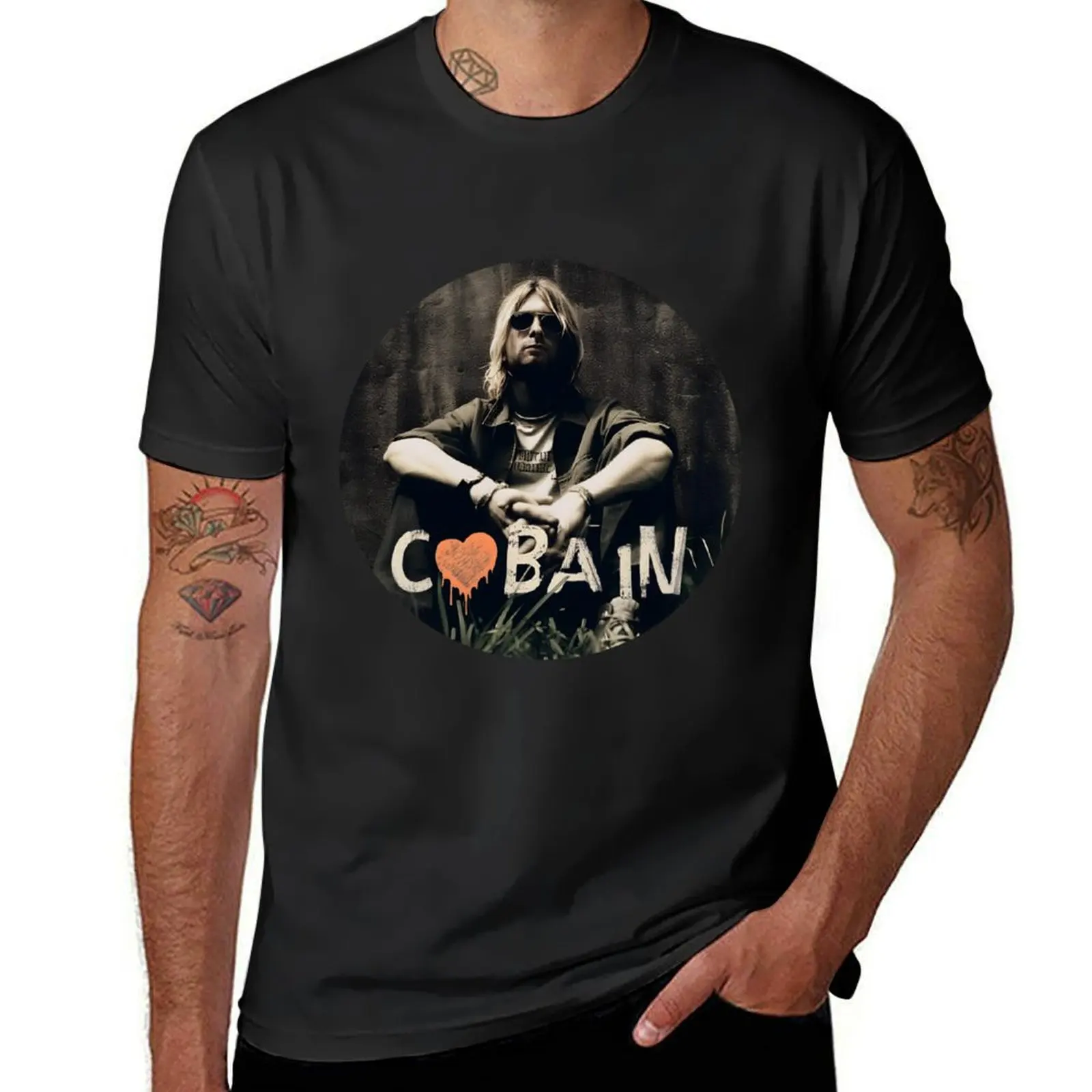 Kurt Cobain Grunge Music Icon Tee T-Shirt blacks plus sizes graphics customs mens big and tall t shirts