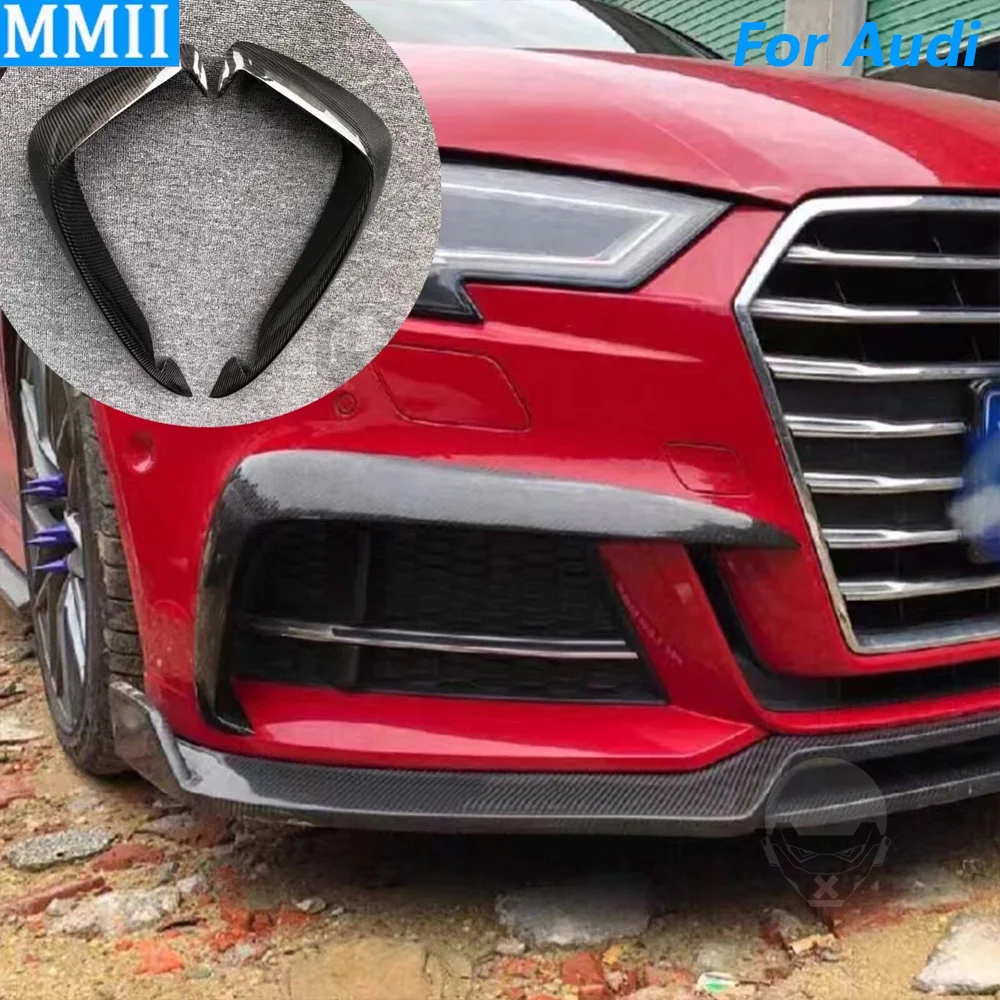 

Для Audi A3 8V S3 2017-2019 настоящий сухой карбоновый передний бампер, сплиттер Canard, плавник, украшение, автомобильные аксессуары, модификация