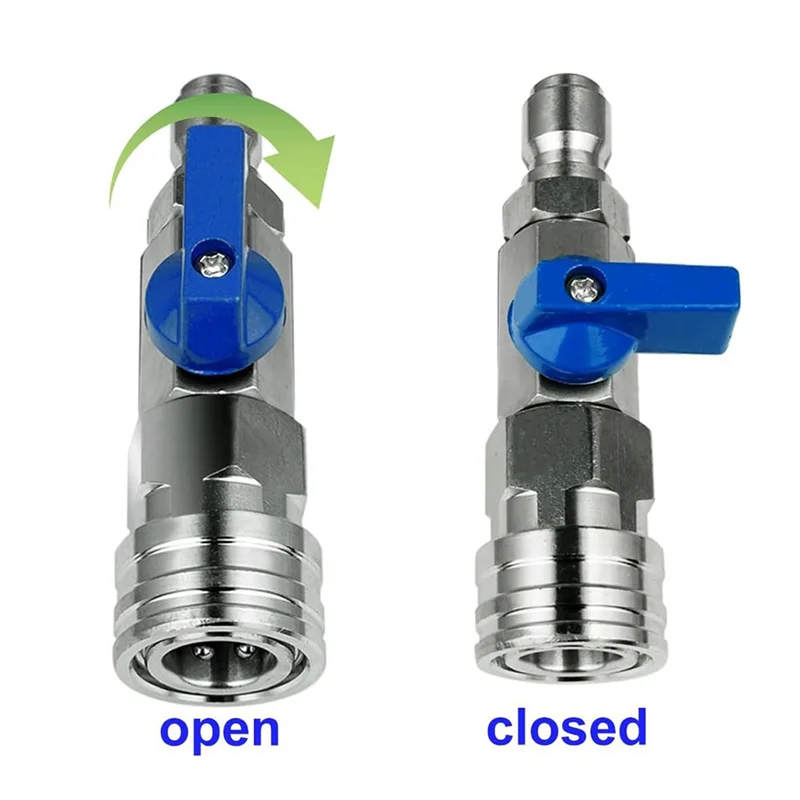 FF Kit valvola a sfera per idropulitrice ad alta pressione da 1 pezzo 3/8 NPT connettore rapido 4500 PSI metallo argento e blu per tubo idropulitrice