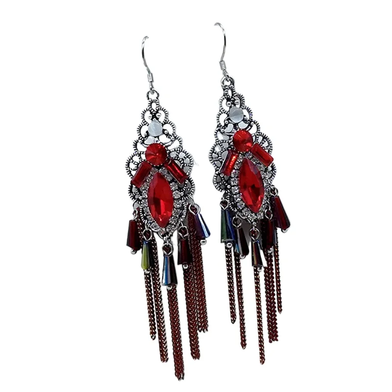 

Преувеличенные серьги с бахромой, темперамент, ретро, этнический стиль, серьги из стерлингового серебра 925 пробы, ювелирные изделия